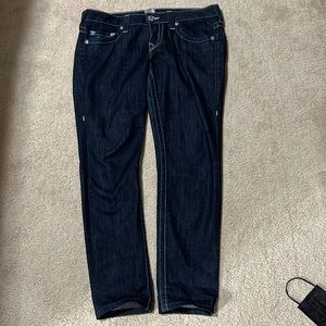 Dark blue size 29 true religion low-rise jeans.